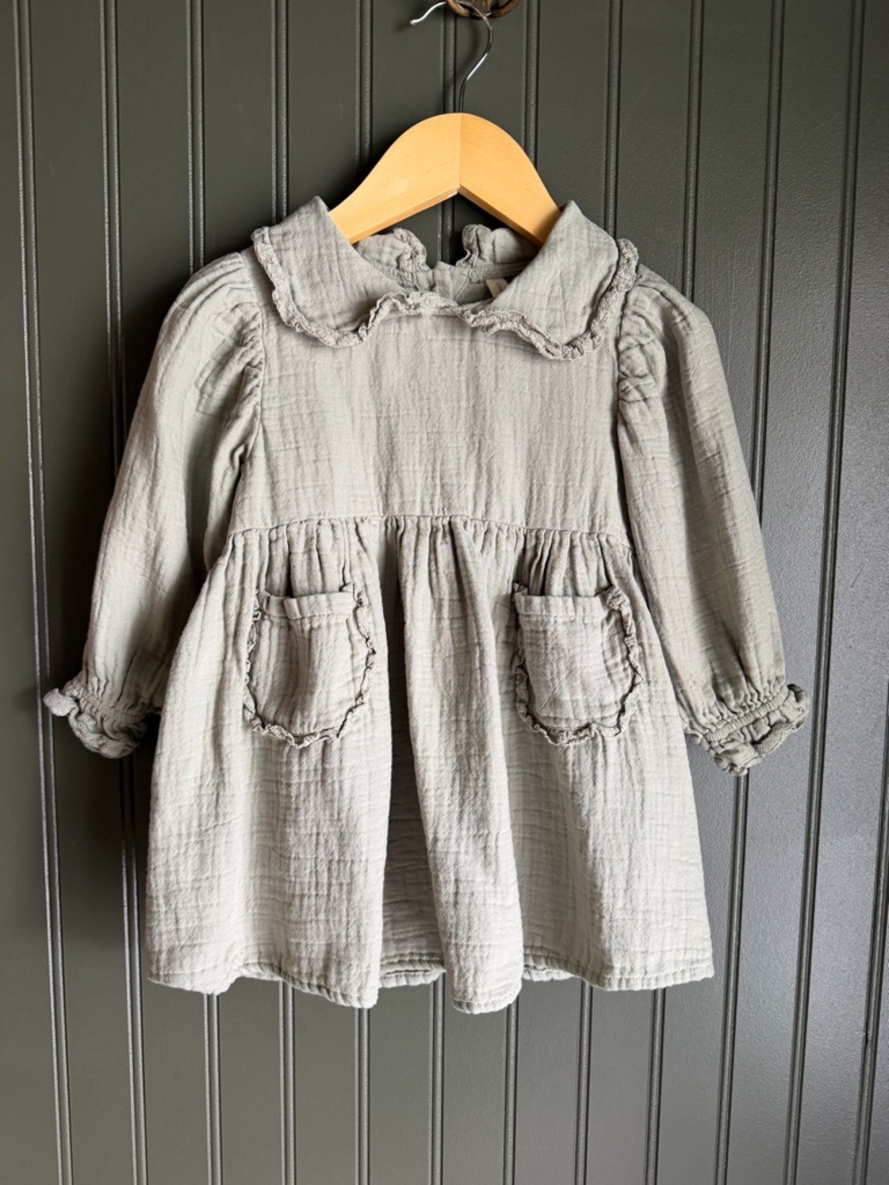 Quincy Mae Ruffled Collar Dress - light green